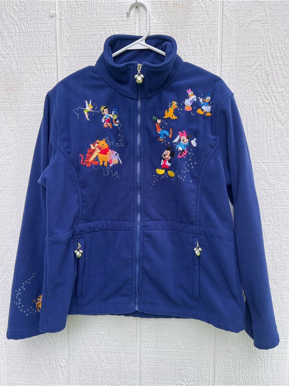 Disney Bradford Exchange Blue Full Zip Fleece Jacket Embroidered Mickey Mouse L